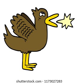 cartoon doodle flapping duck