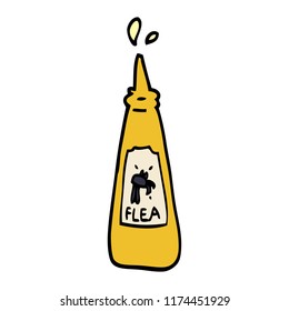 cartoon doodle flea treatment bottle