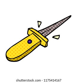 cartoon doodle flick knife snapping open