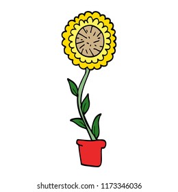cartoon doodle flower pot