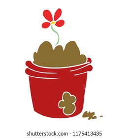 maceta de flores de doodle de dibujos animados