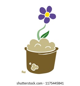 cartoon doodle flower pot