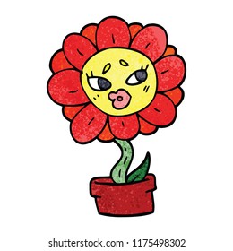 maceta de flores de doodle de dibujos animados