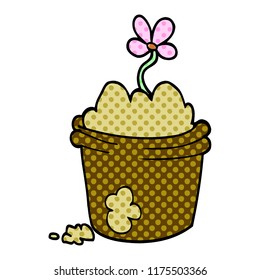 cartoon doodle flower pot