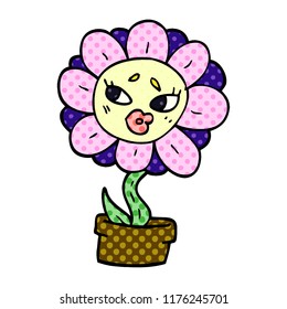 cartoon doodle flower pot