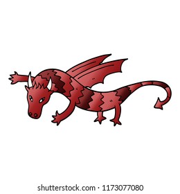 cartoon doodle flying dragon