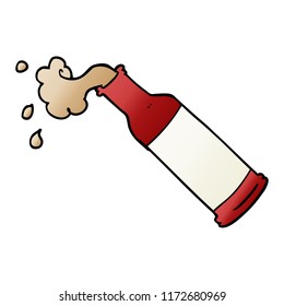 cartoon doodle foaming beer bottle