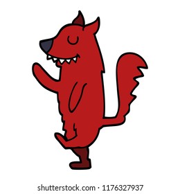 cartoon doodle fox walking