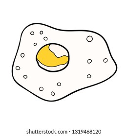 Cartoon doodle fried egg isolated on white background. Vector illustration. 