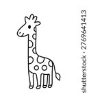 cartoon doodle giraffe with friendly smile and character