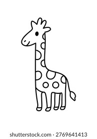 cartoon doodle giraffe with friendly smile and character