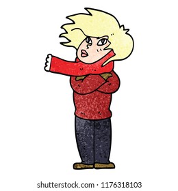 cartoon doodle girl with scarf