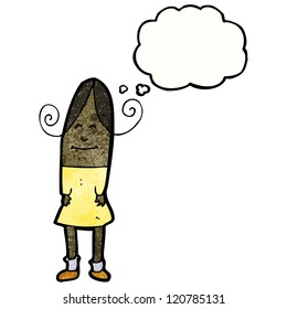 cartoon doodle girl with thought bubble