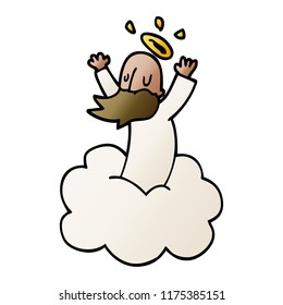 cartoon doodle god on cloud