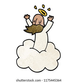 cartoon doodle god on cloud