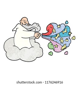 Cartoon-Dodle-Gott auf Wolke