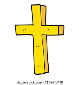 doodle de dibujos animados de una cruz de oro