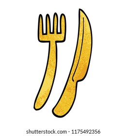 cartoon doodle gold cutlery set