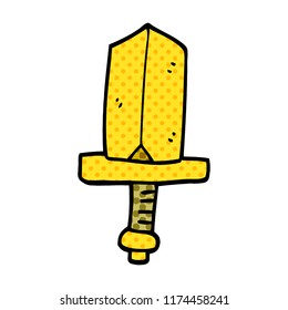 daga de oro del doodle de dibujos animados
