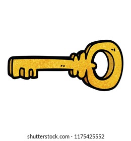 cartoon doodle gold key