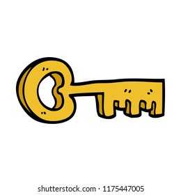 cartoon doodle gold key