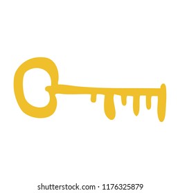 cartoon doodle gold key
