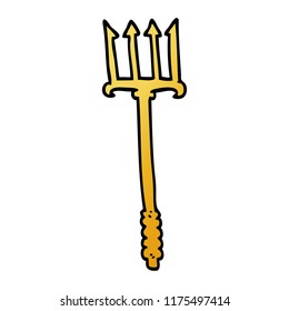 cartoon doodle gold trident