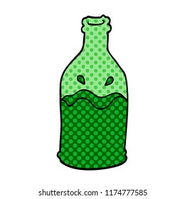 cartoon doodle green bottle