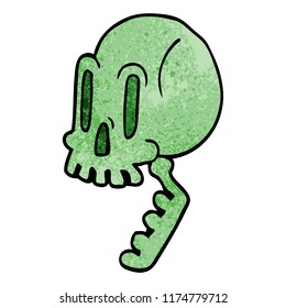 cartoon doodle green skull