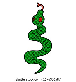cartoon doodle green snake