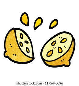 doodle de dibujos animados limón reducido a la mitad