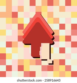 cartoon doodle Hand in arrow up of business 8-bit style, vector illustration