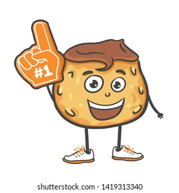 cartoon doodle hand drawn cookies with Number 1 One Fan Hand Glove
