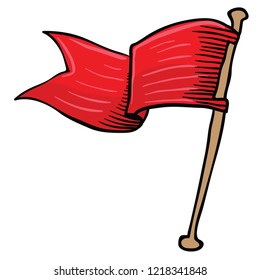 bandera roja dibujada a mano en doodle de dibujos animados