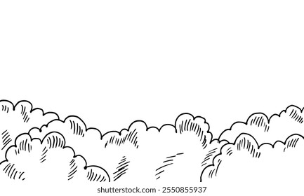 Nubes de Vector dibujadas a mano en un fondo blanco.