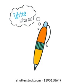 Cartoon doodle handdrawn vector pen icon, school illustration - education icon with quote let's measure.