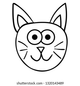 Cartoon doodle happy cat isolated on white background. Vector illustration.  
