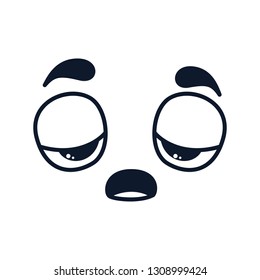 Cartoon doodle happy face expression, emotion. Hand drawn line funny emoticon. Vector outline illustration in kawaii childlike manga cartoon style. Isolated on white background