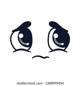 Cartoon doodle happy face expression, emotion. Hand drawn line funny emoticon. Vector outline illustration in kawaii childlike manga cartoon style. Isolated on white background