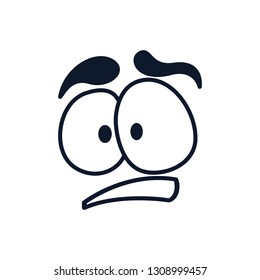 Cartoon doodle happy face expression, emotion. Hand drawn line funny emoticon. Vector outline illustration in kawaii childlike manga cartoon style. Isolated on white background