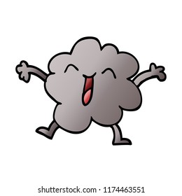 cartoon doodle happy grey cloud