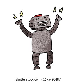 cartoon doodle happy robot