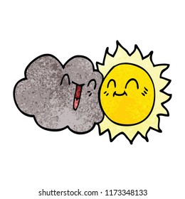 doodle de dibujos animados sol feliz y nube