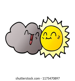 cartoon doodle happy sun and cloud