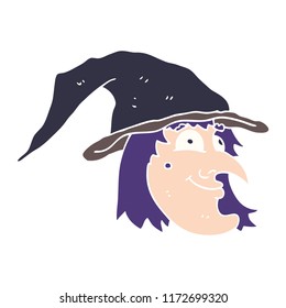 caricatura doodle bruja feliz