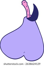 cartoon doodle healthy pear in bright neon colors