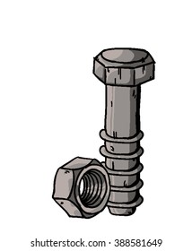 A cartoon doodle of a hex bolt/Bolt screw