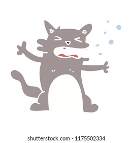 cartoon doodle hiccuping cat
