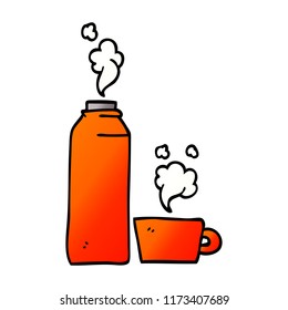 caricatura doodle frasco de bebidas calientes