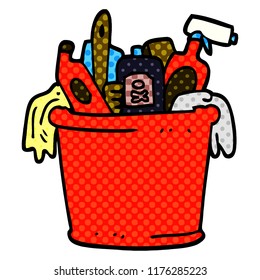 cartoon doodle house cleaning products